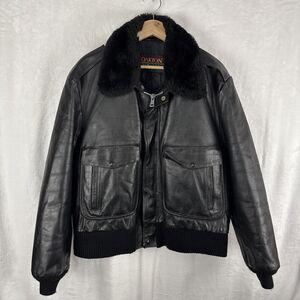 Vintage Oakton Flight Pilot Leather Jacket Men's 46 Reg Black Bomber